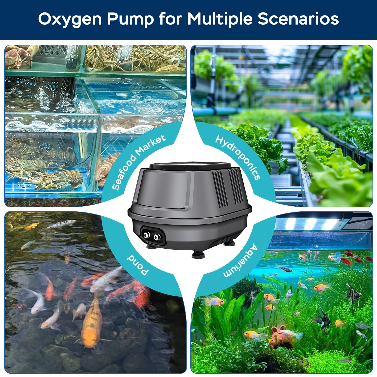 AquaMiracle Aquarium Air Pump 3W/6W/10W, Super Quiet Powerful Fis - AquaMiracle Official Product View 7