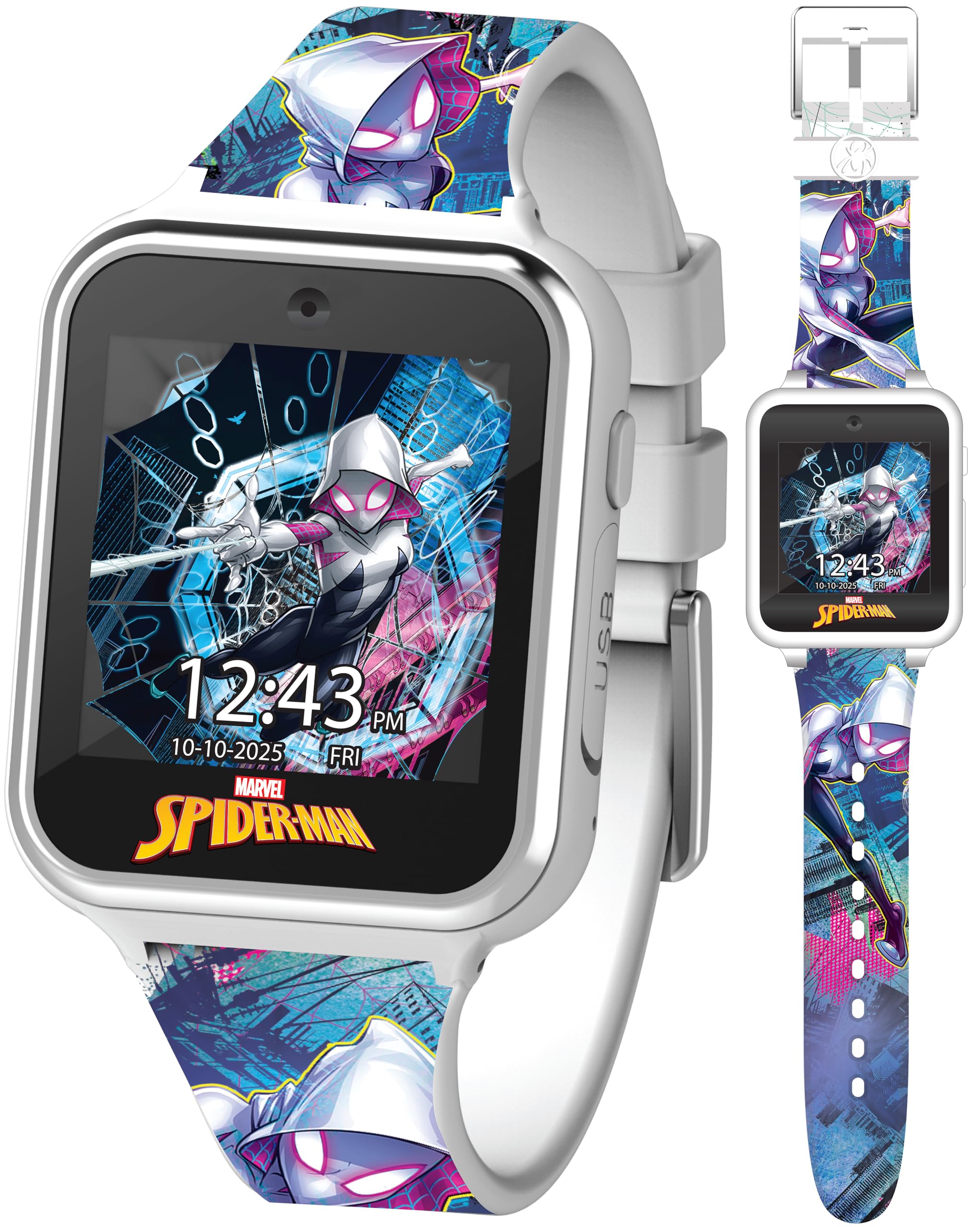 Accutime Spider-Man Kids LED Smartwatch with 10 Watch Faces, Flas by Accutime - Angle View 10