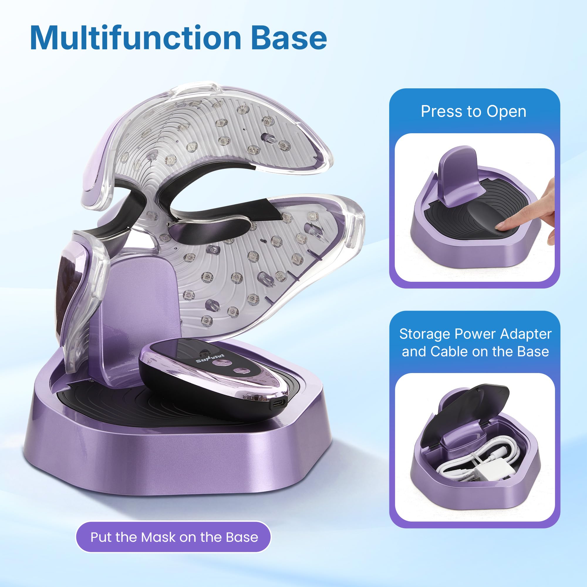 SUNVIVI LED Face Mask Red Light Therapy for Face, Blue Light - SUNVIVI
