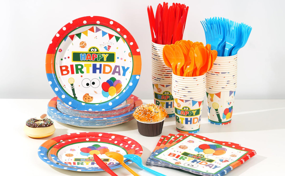 168PCS Party Supplies Cute Theme Birthday Decorations Serve - Galameow Official Imagery - 7