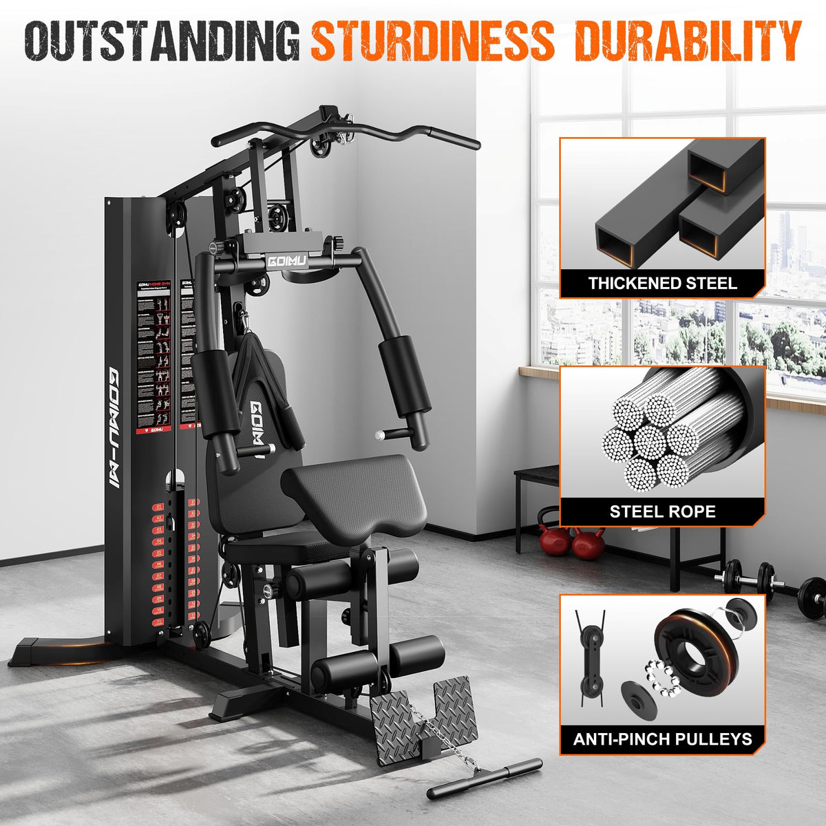 Home Gym M1 Workout Station with 140LBS Weight Stack - Goimu Official Imagery - 7