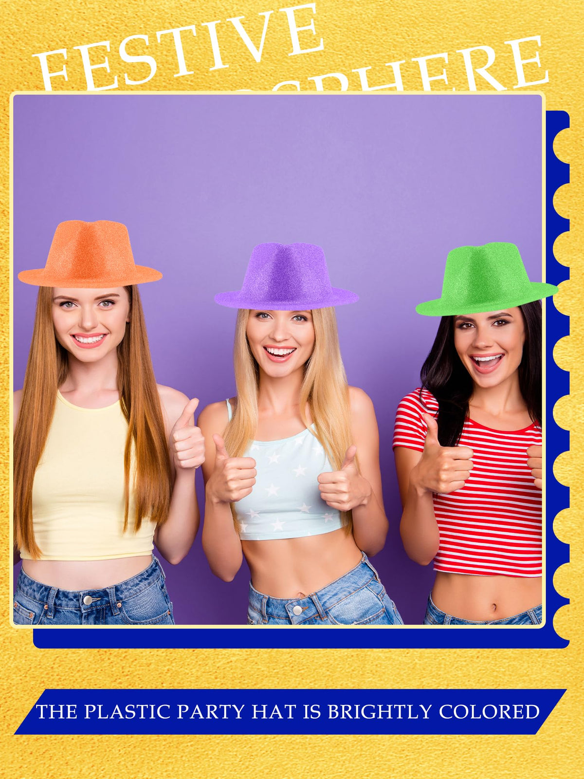 24 Pcs Neon Party Hats Bulk Plastic Fedora Party Hats - SGBETTER Official Imagery - 8
