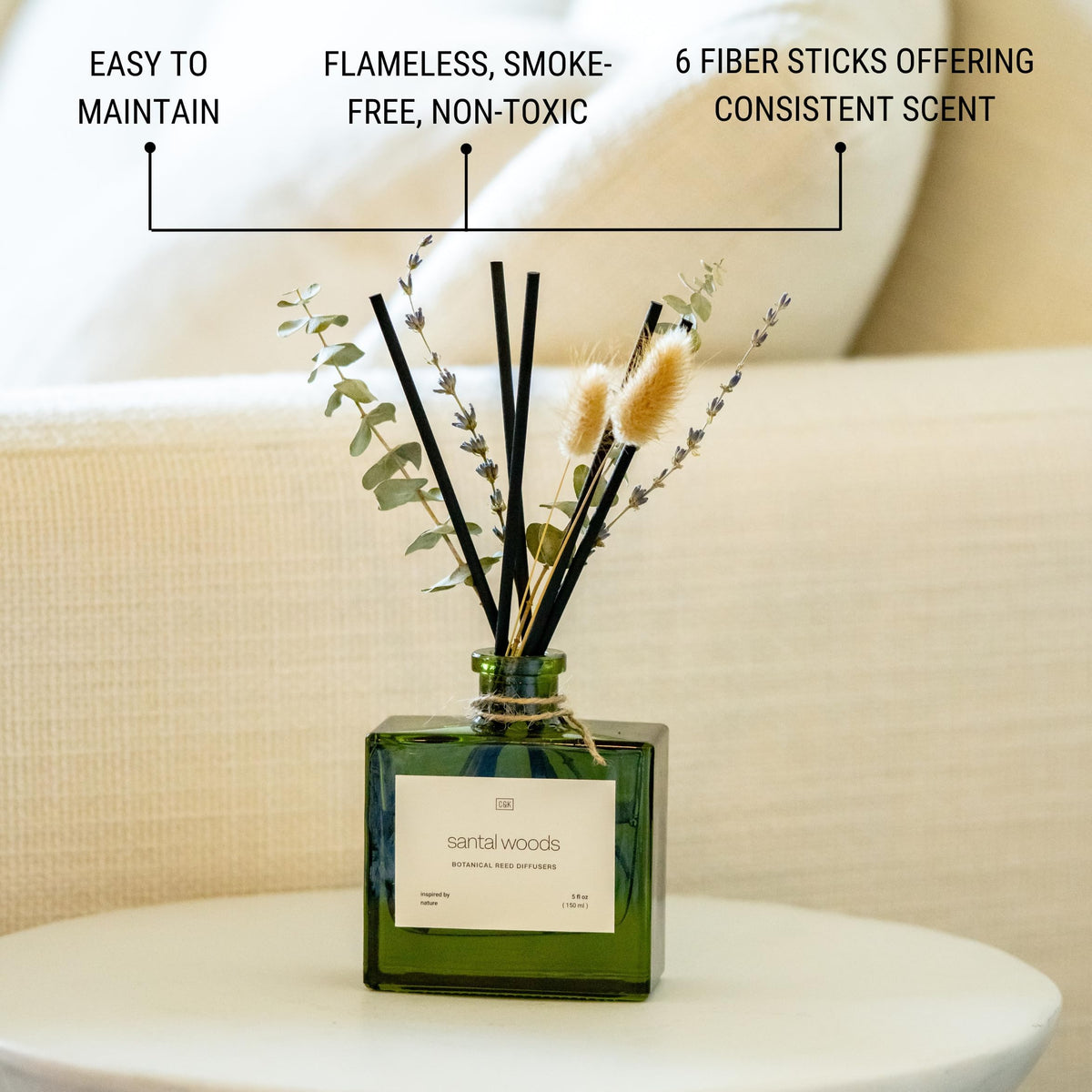 Craft Kin Premium Santal Woods Reed Diffuser with Dried - Craft & Kin Official Imagery - 7