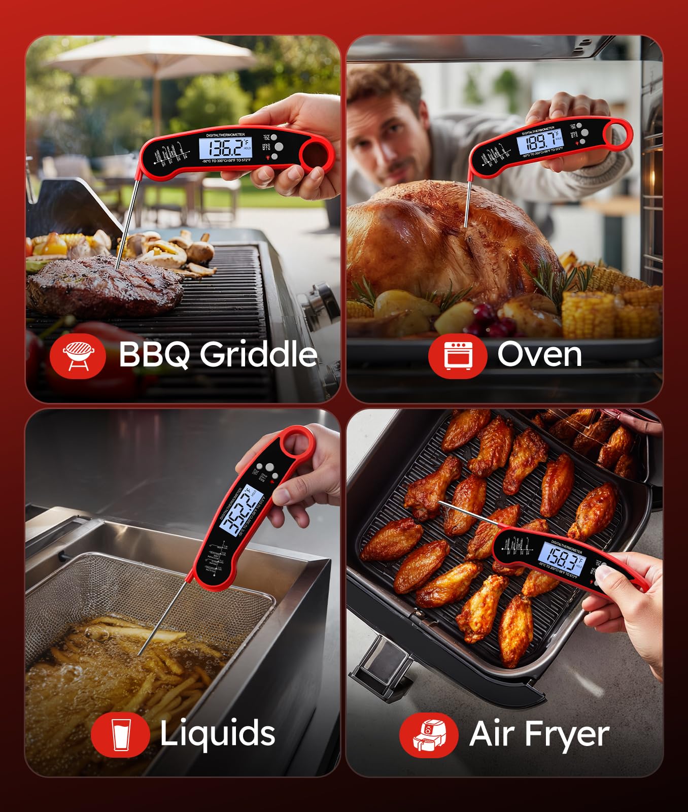ONFIKY Instant Read Meat Thermometer Digital, 1-2 Sec, Food, Cook by ONFIKY - Angle View 7