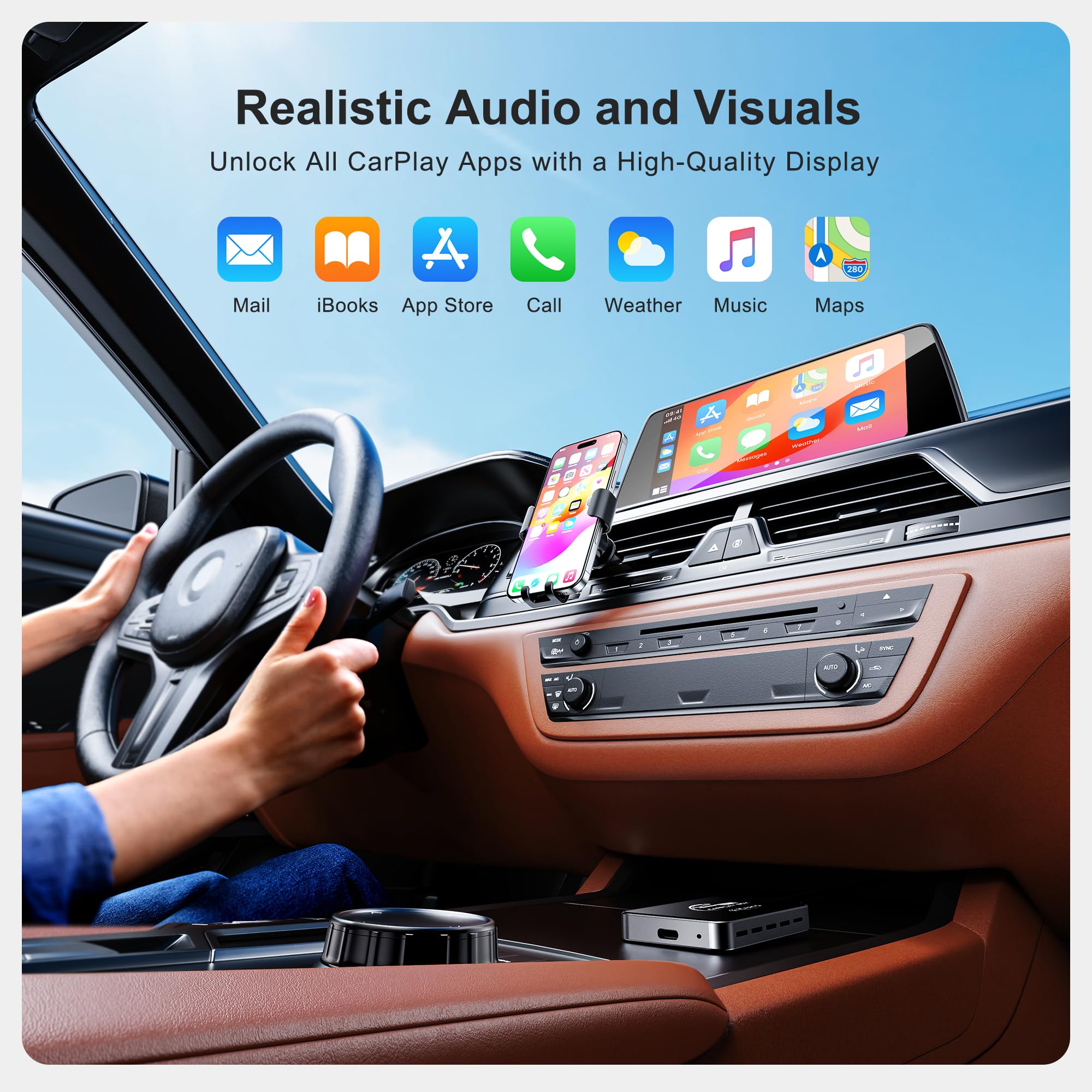 FAIMEE AI Box CarPlay, 3-in-1 Wireless CarPlay Adapter Android Au by FAIMEE - Angle View 4