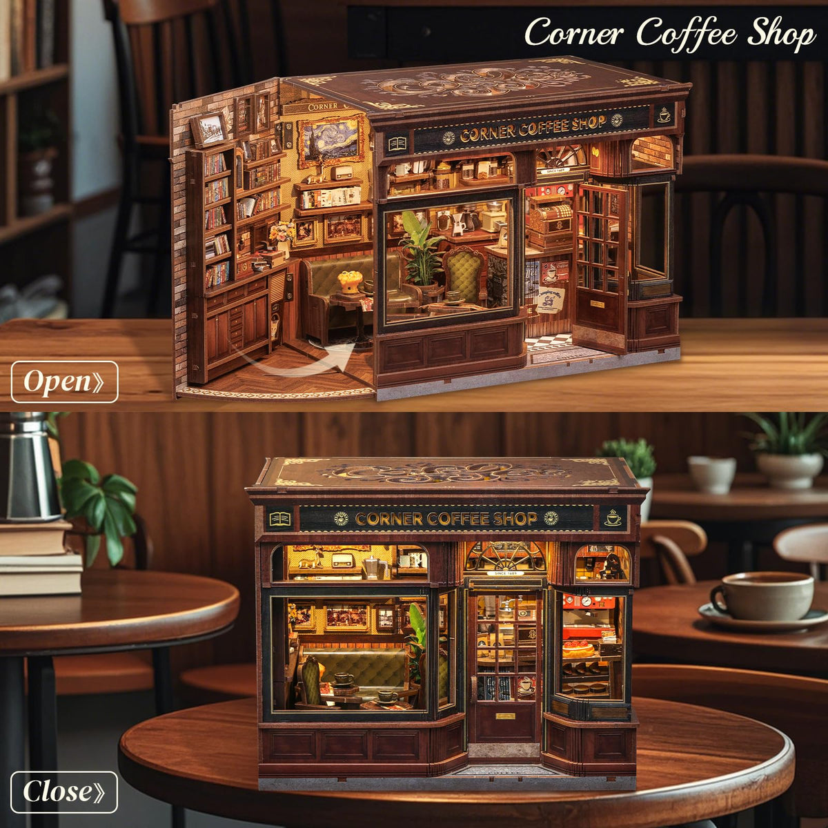CUTEBEE Book Nook Kit DIY Miniature House Coffee Shop - CUTEBEE Official Imagery - 5