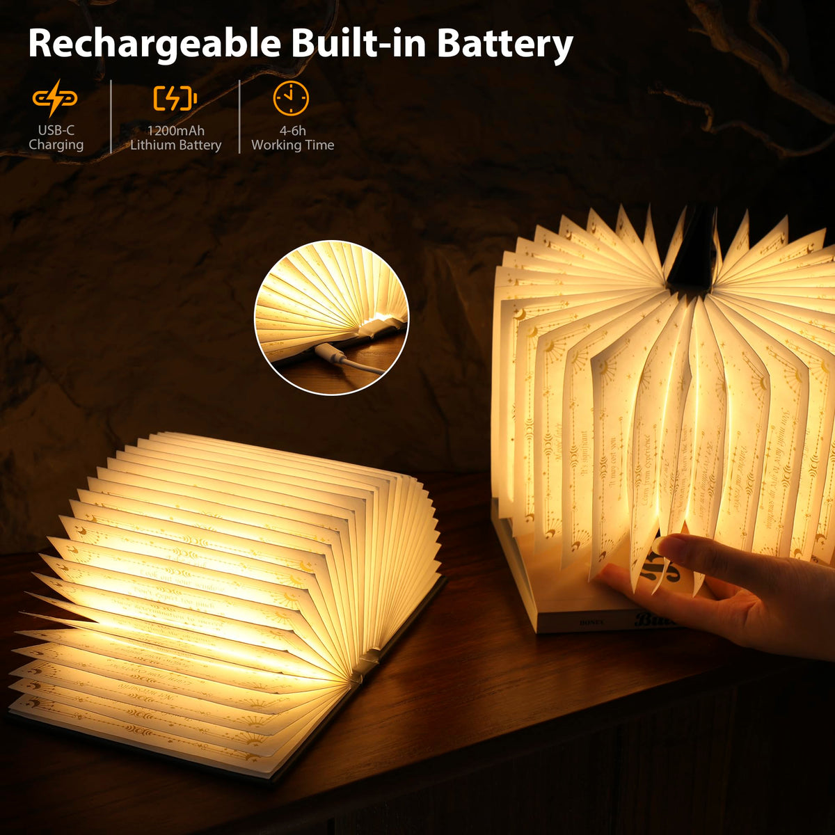 Folding Truth Book Lamp Book Lover Gift Bookshelf Light - ZBOLE Official Imagery - 6