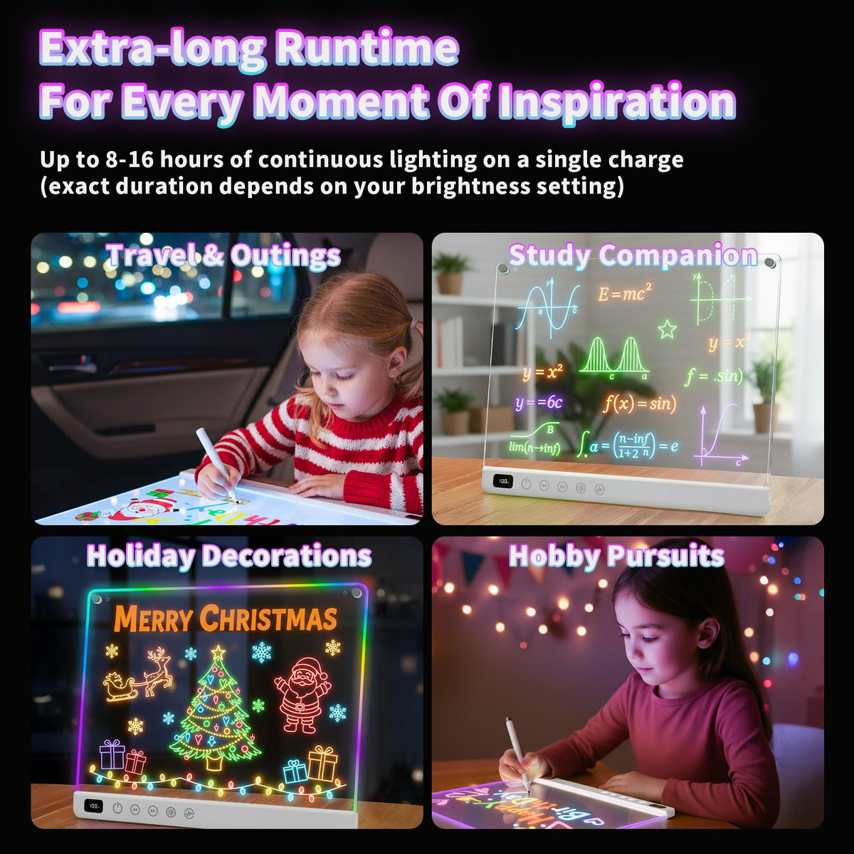 Led Drawing Board with 13 Light Effects 16 Rechargeable Glow - Lumiboard Official Imagery - 4