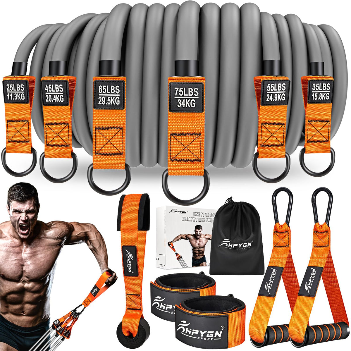 HPYGN Heavy Resistance Bands 300LBS Exercise Bands for - HPYGN Official Imagery - 1