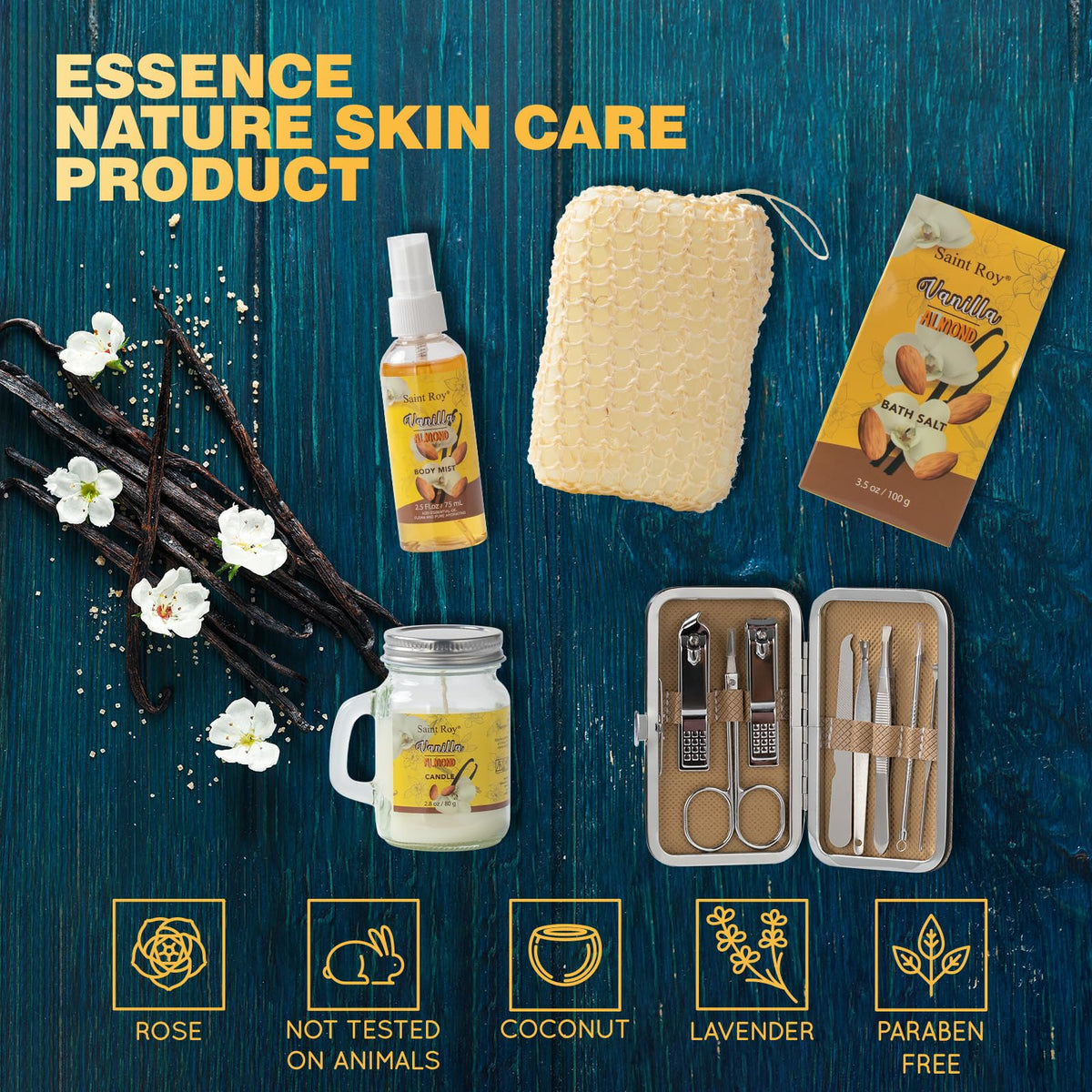 Large basket 25 pcs for Women Men Gifts Vanilla Honey Almond - Saint Roy Official Imagery - 8