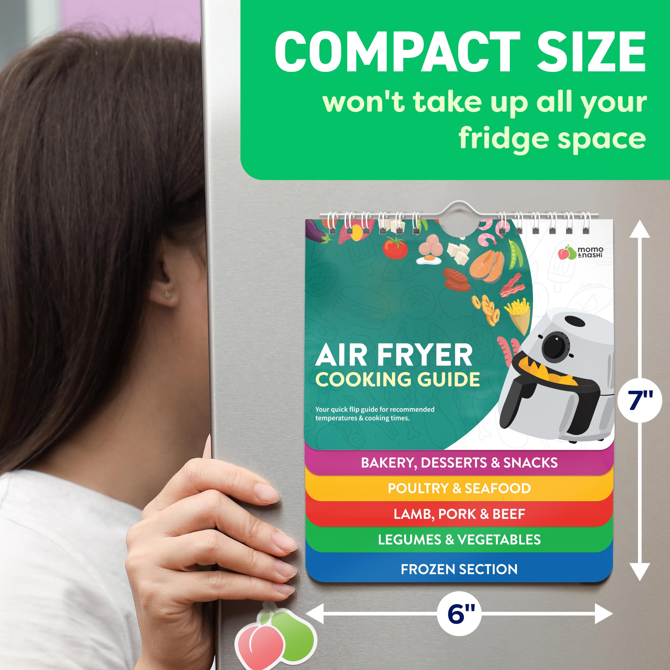 Momo & Nashi Air Fryer Cheat Sheet Magnets Booklet - Air Fryer Co by Momo & Nashi - Angle View 4