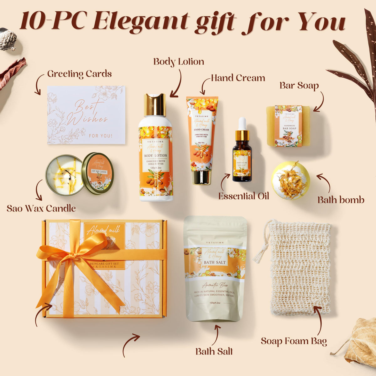 Gifts for Women Birthday Almond Milk Honey Relaxing Home Spa - VKTASIMK Official Imagery - 3