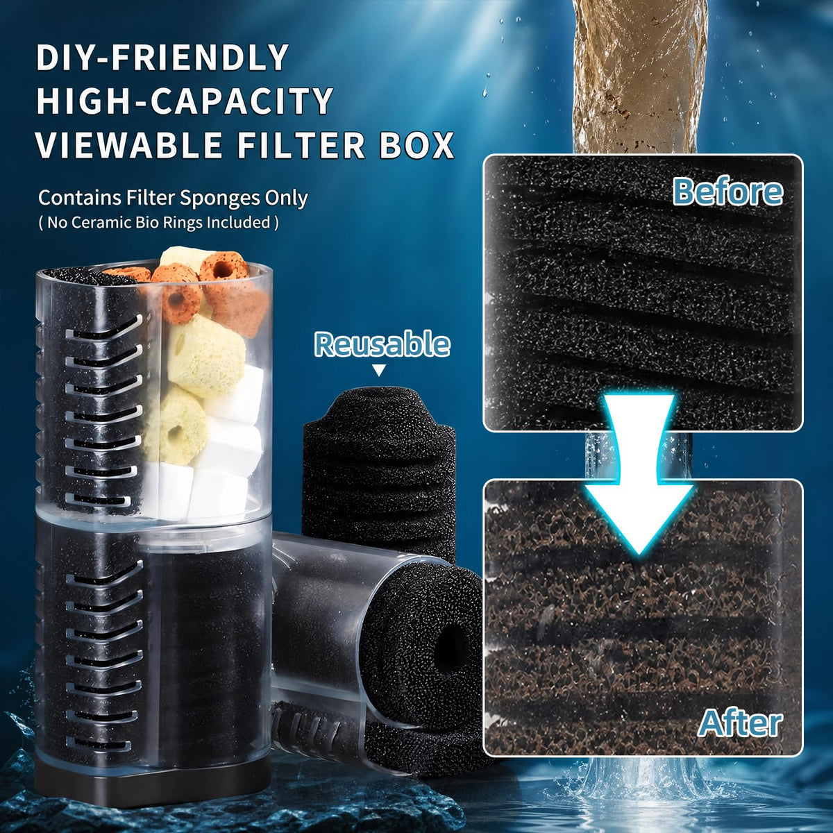 TARARIUM Aquarium Filter for Fish Tank 4 in 1 Small fit 20 - TARARIUM Official Imagery - 4