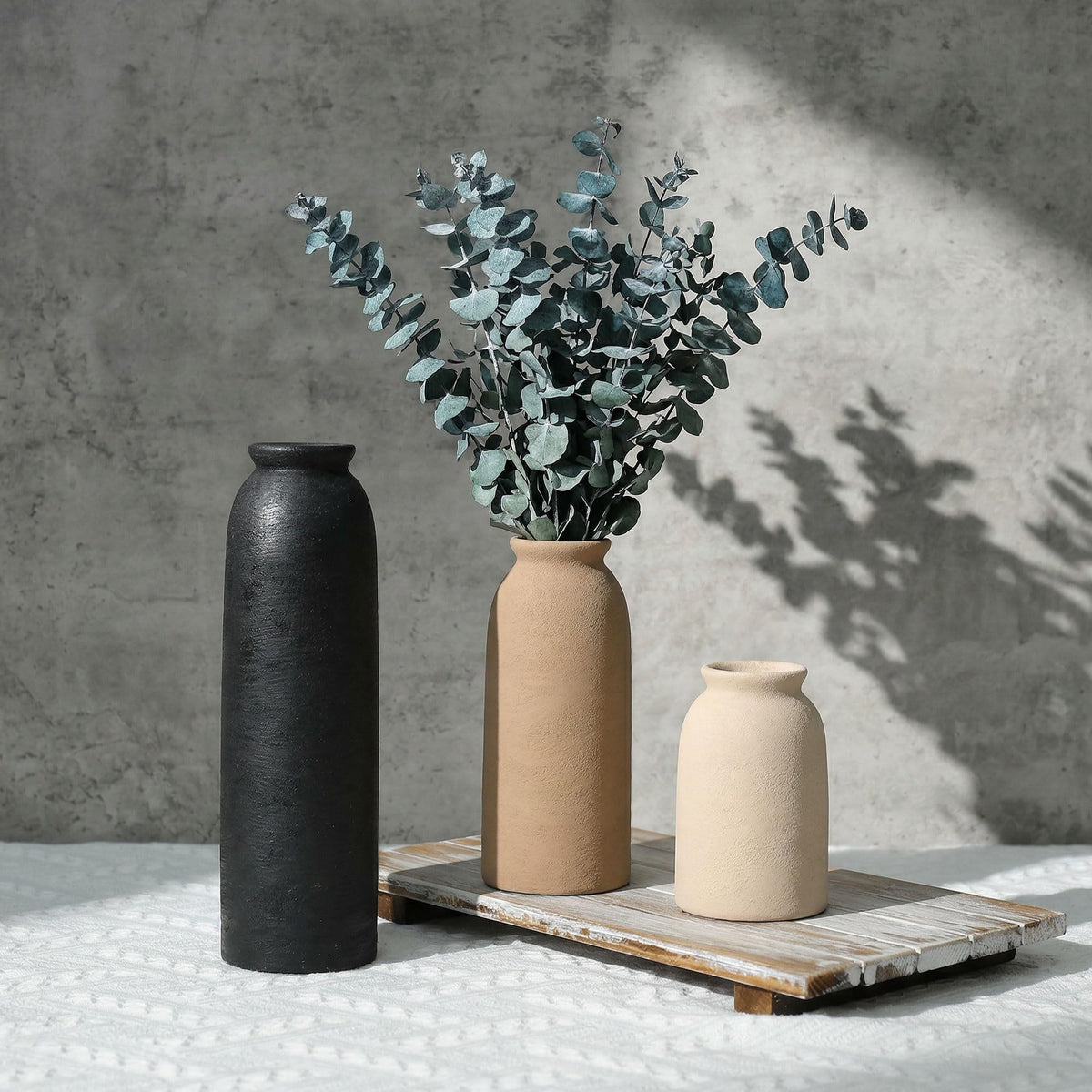Ceramic Vase Set of 3 Small Flower Rustic Vase Home Decor - FancyPlus Official Imagery - 3