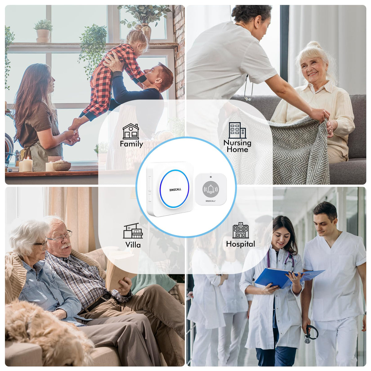 Wireless Portable Caregiver Pager Personal Panic Alarm - SINGCALL Official Imagery - 5