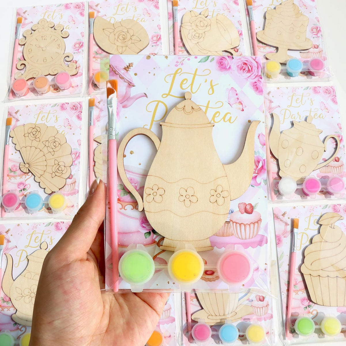 12 Pack Tea Party Favors for Girls Floral Themed DIY Wooden - Moltby Official Imagery - 2