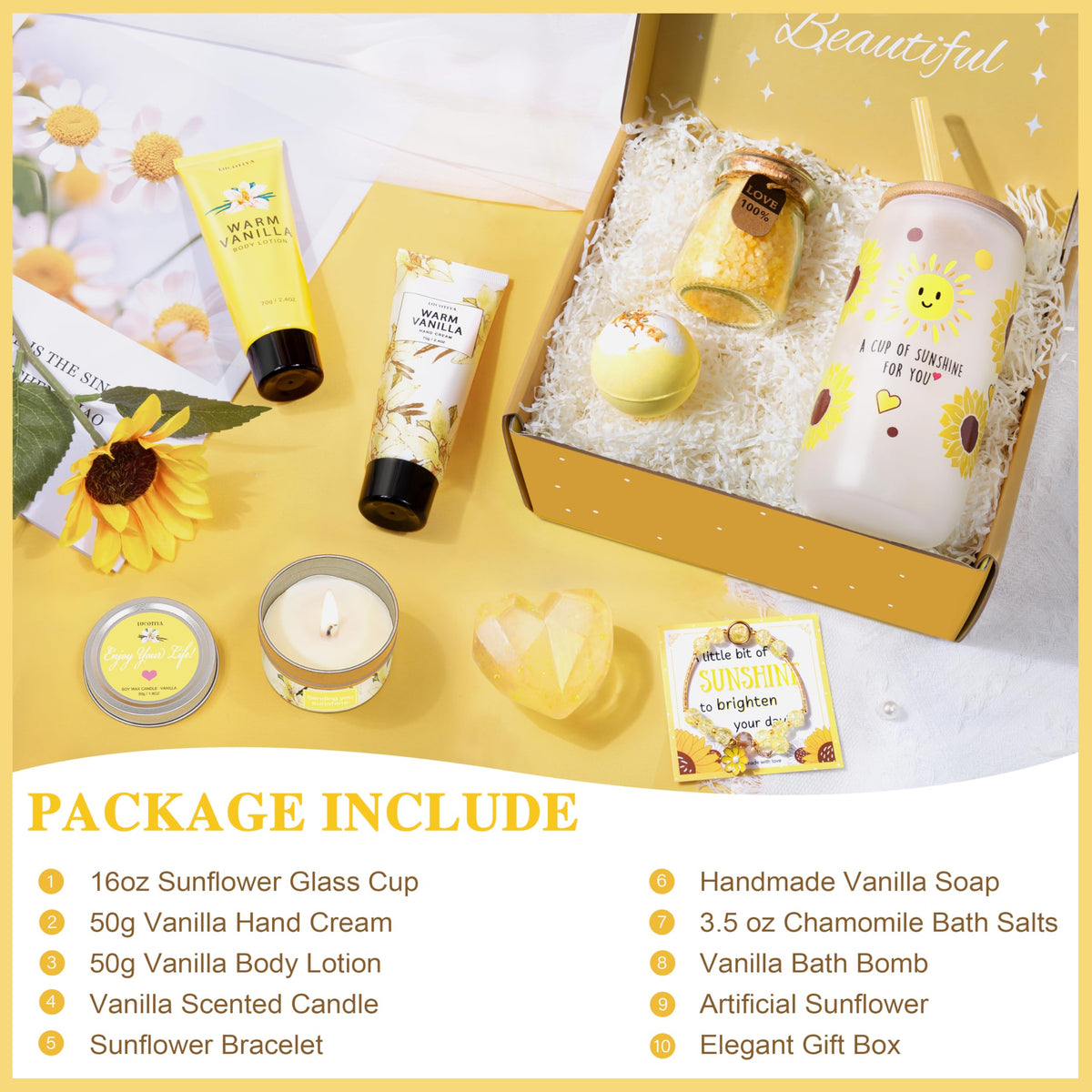 Gifts for Women Bath and Body Gift 10 pcs Warm Vanilla Self - LUCOTIYA Official Imagery - 3