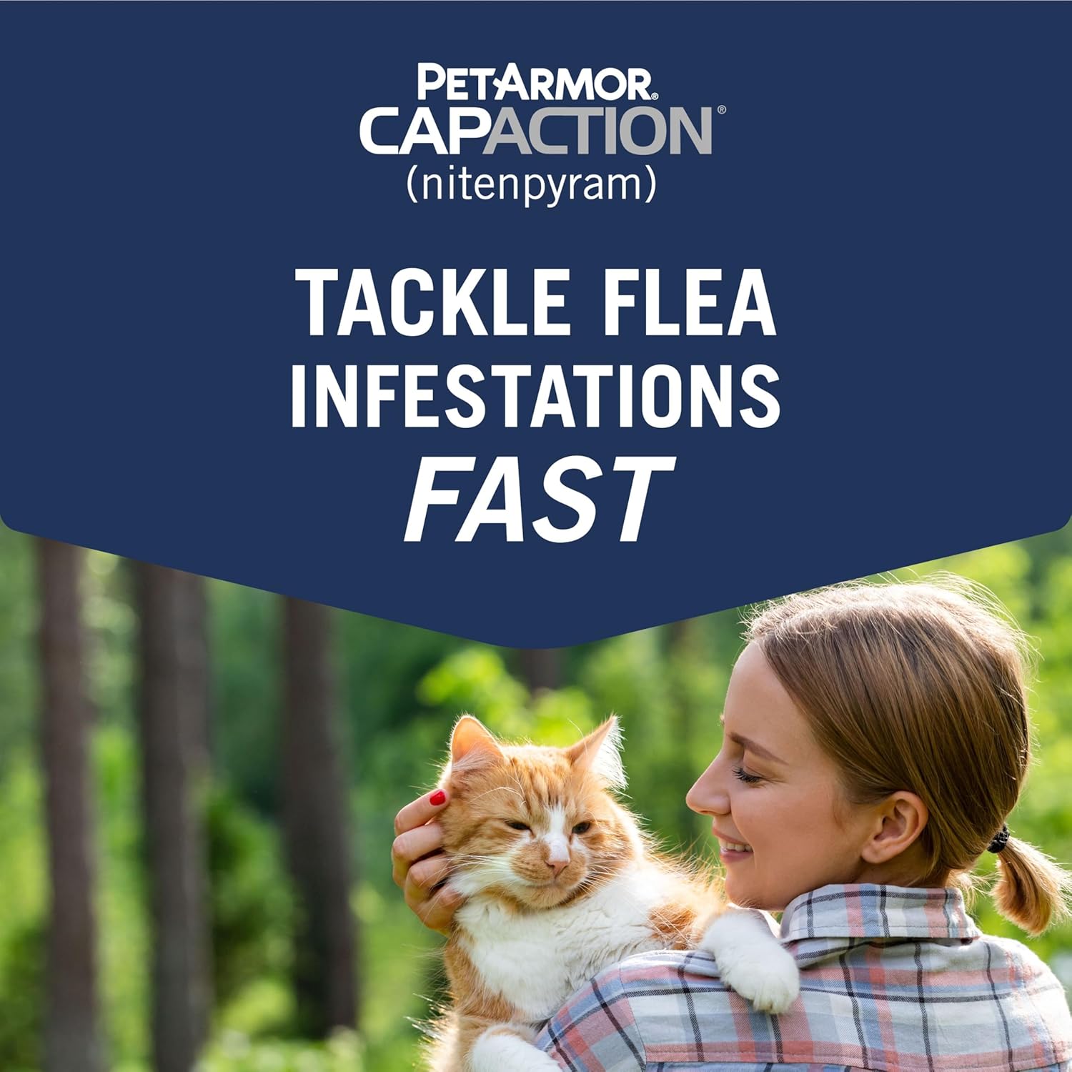 PetArmor CAPACTION oral flea treatment for cats showing the package with dosage instructions and product branding.