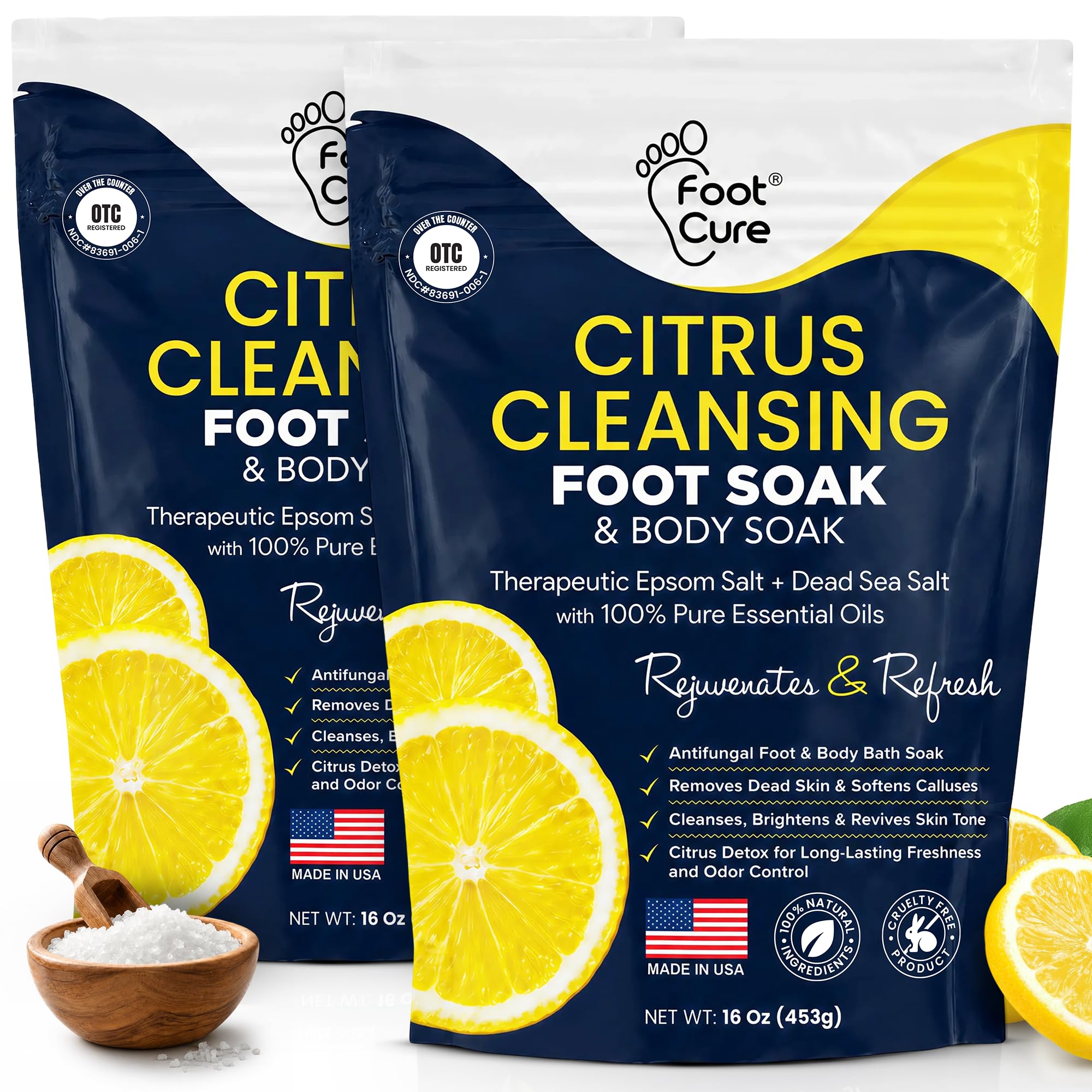 Tea Tree Oil Epsom Salt Foot Soak for Toenail Fungus Treatment, - FOOT CURE