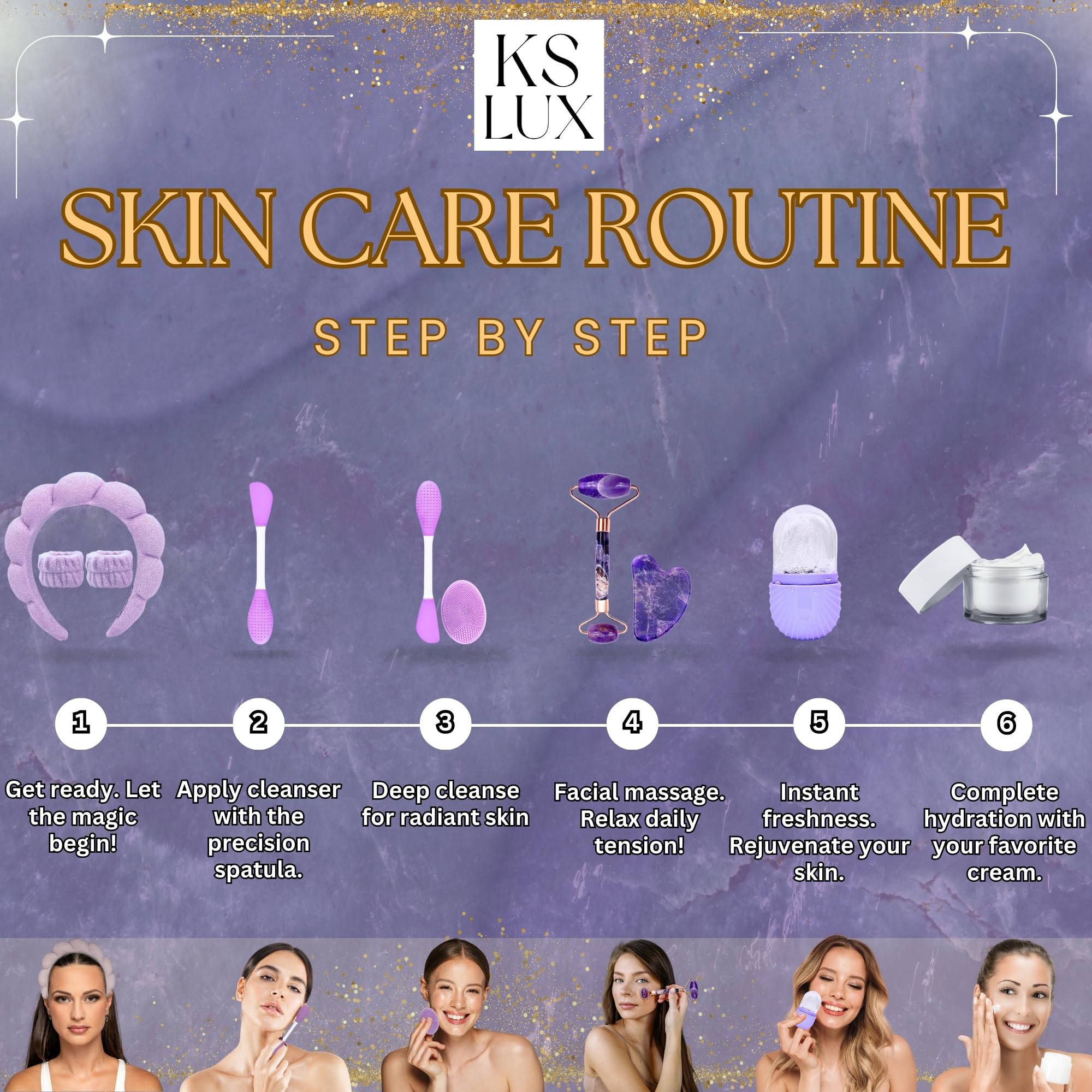 Skincare tools set, facial accessories for skincare, teen skin - KS LUX