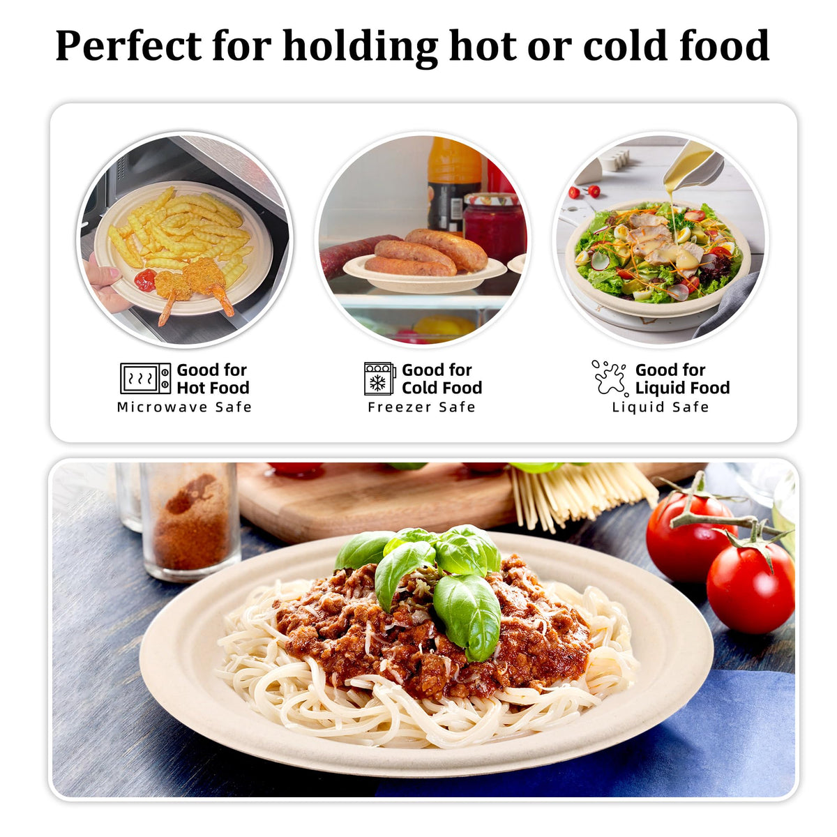 Compostable Paper Plates Set 250PCS Disposable Heavy Duty - FEHHTO Official Imagery - 7