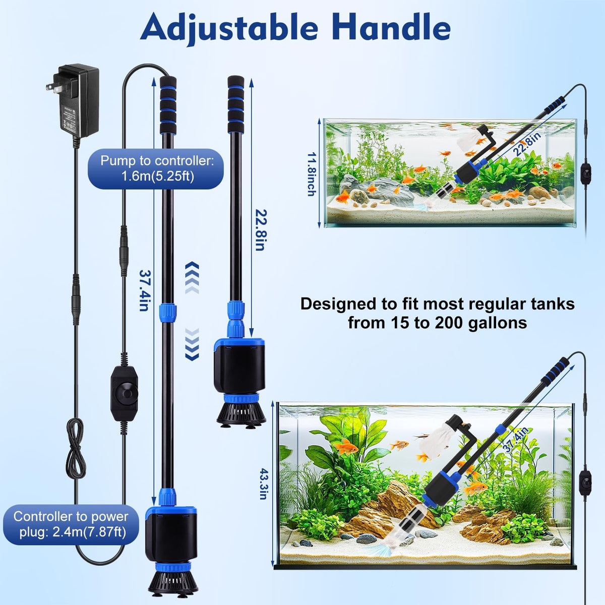 AQQA DC 36W Electric Aquarium Vacuum Gravel Cleaner - AQQA Official Imagery - 7