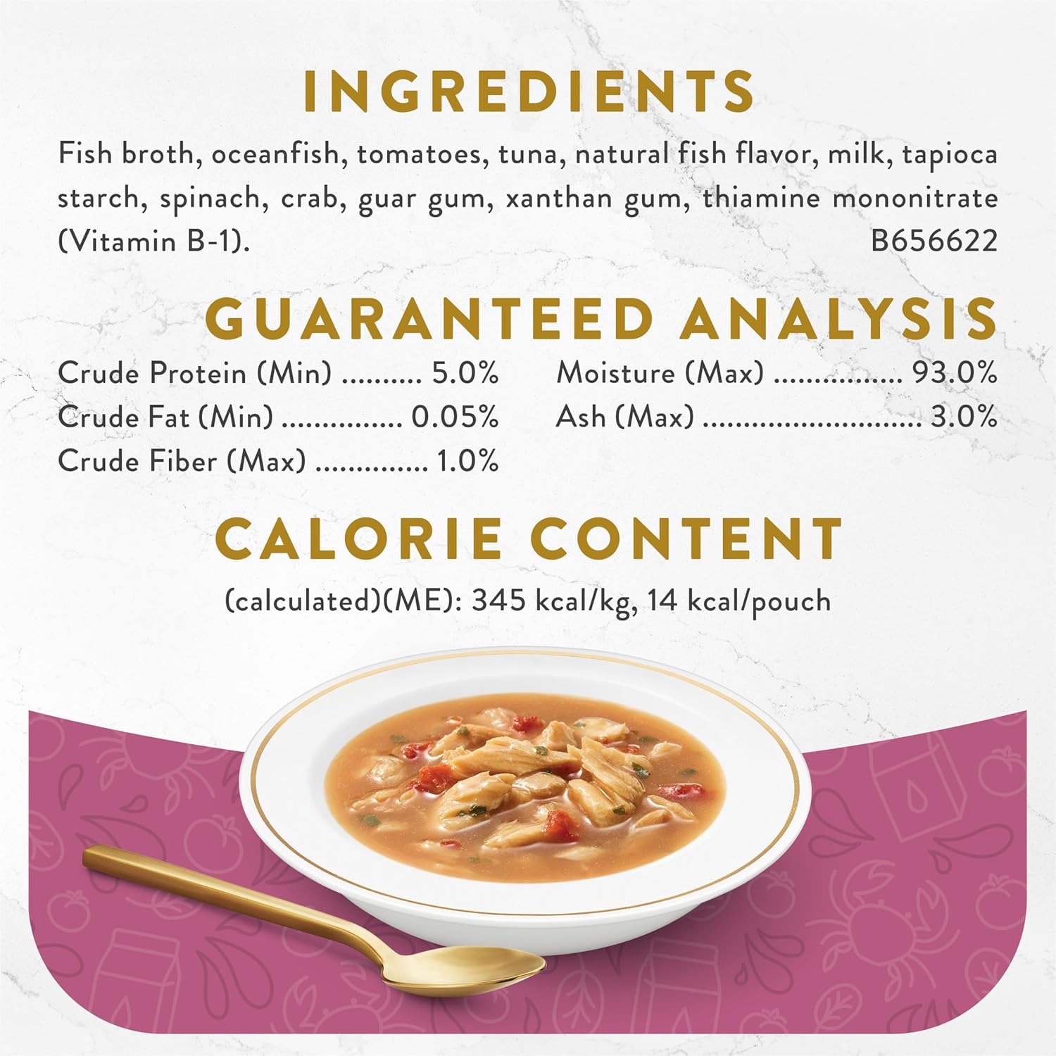 Fancy Feast seafood bisque lickable wet cat food broth topper with accents, designed for feline treats and flavor enhancement.
