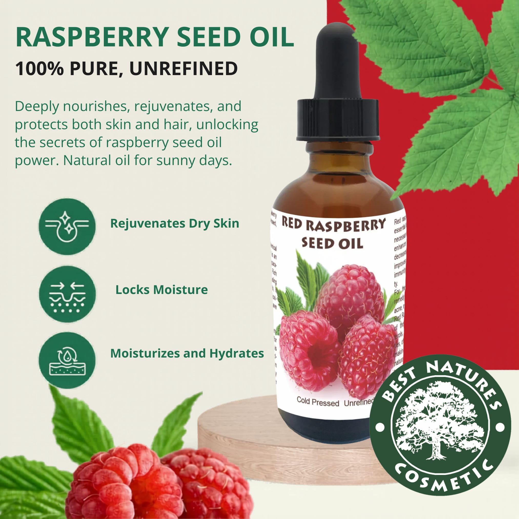Best Nature's Cosmetics Best Nature's Red Raspberry Seed Oil – 100% Pure, - Best Nature's Cosmetics Official Product View 8