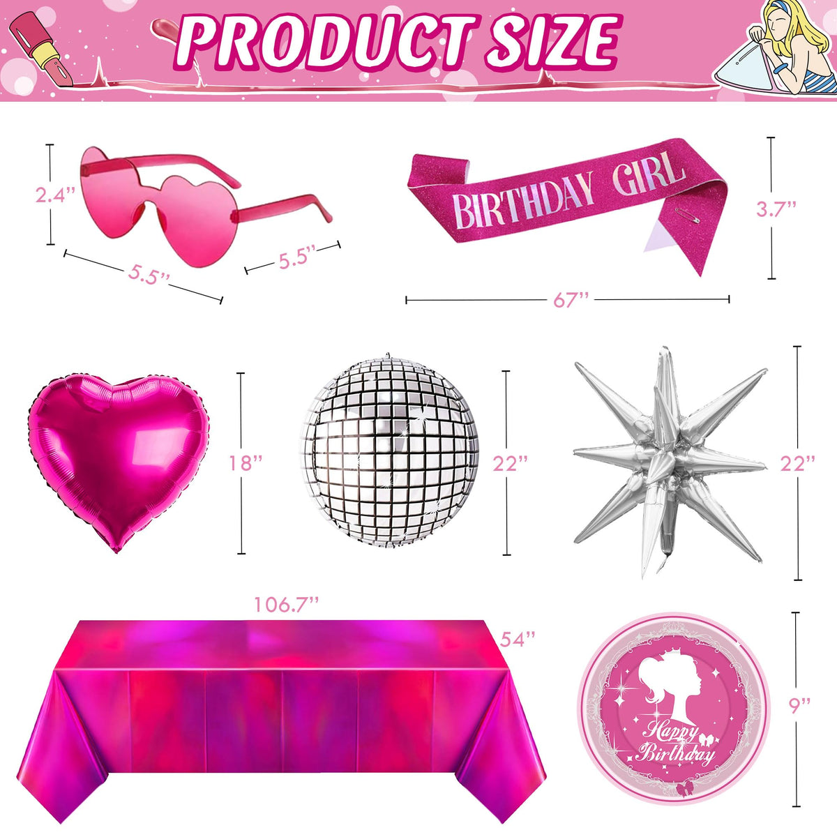 99 Piece Hot Pink Birthday Party Decorations for Women - JOLJUMP Official Imagery - 3