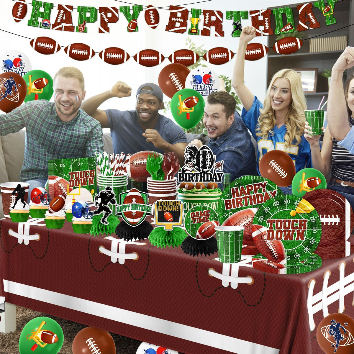 Football Birthday Party Decorations 191Pcs Football Party - CMUSKO Official Imagery - 3