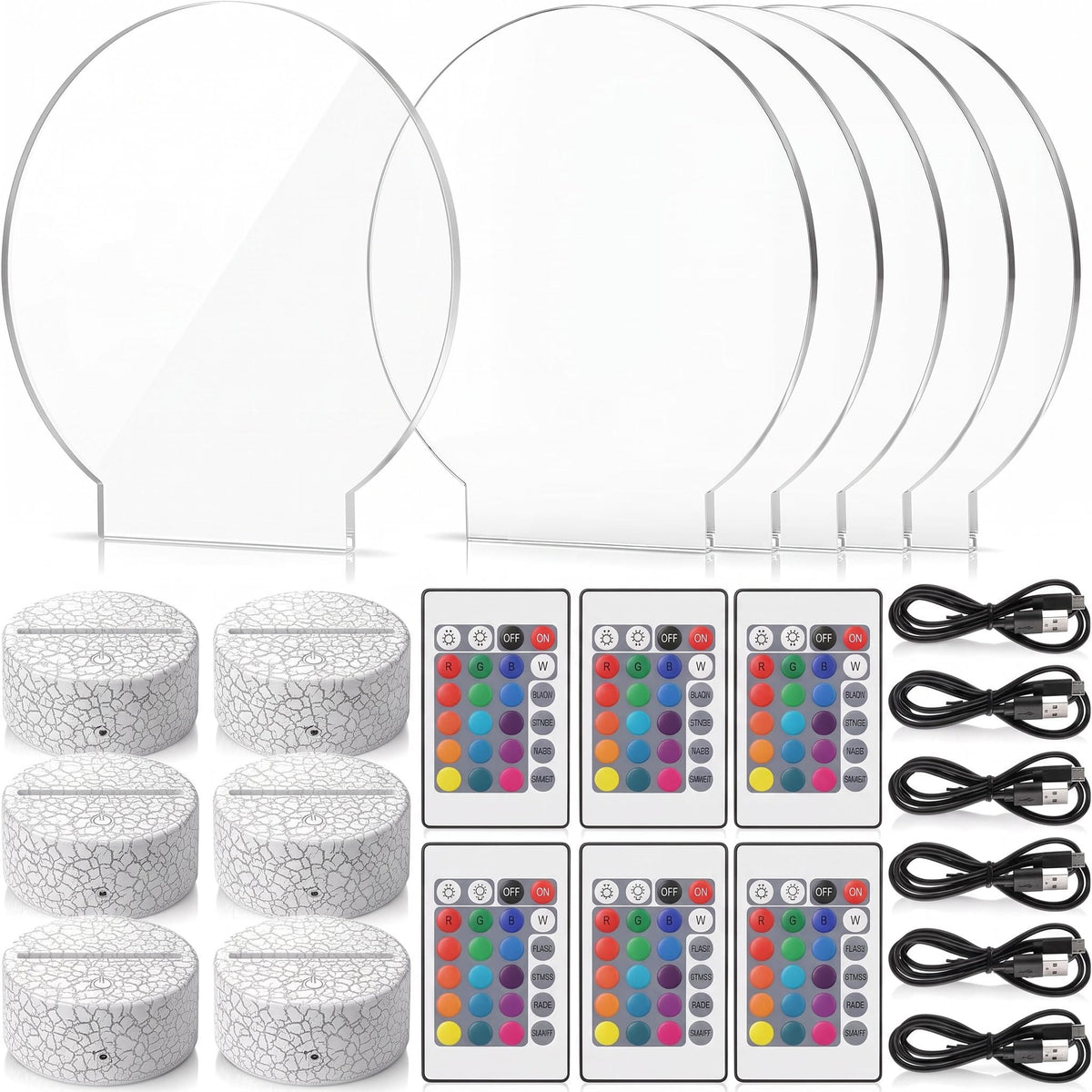 Honoson 6 Sets Acrylic LED Light Kit Lamp Base Remote Square - Honoson Official Imagery - 7