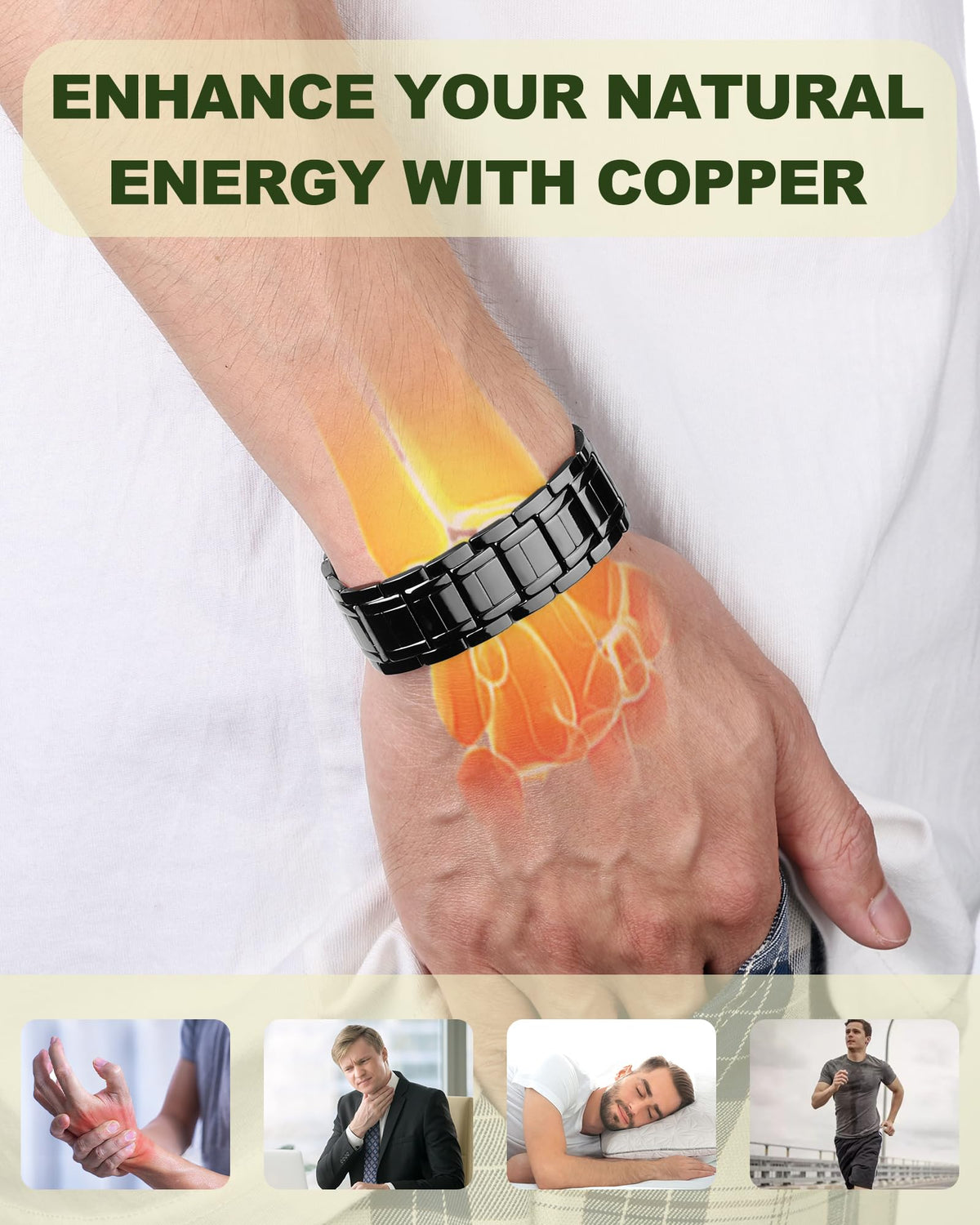 Copper Bracelet for Men 3X Copper Magnetic Bracelets - MagEnergy Official Imagery - 5