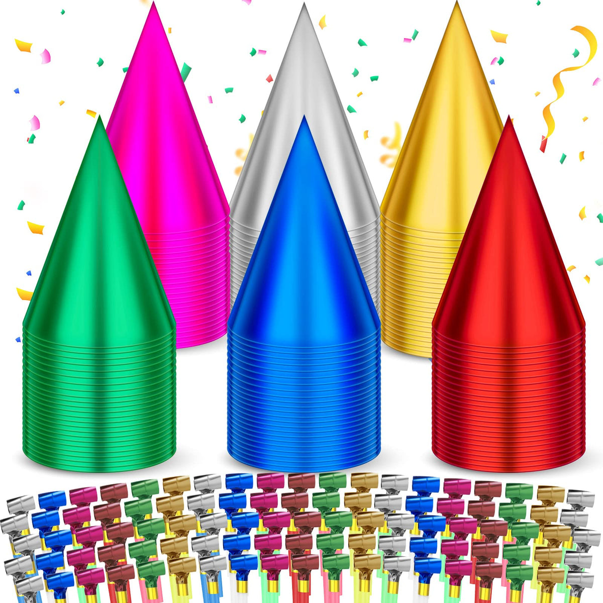 Sotiff 200 Pcs Birthday Party Hats and Blowers Bulk Set for - Sotiff Official Imagery - 1