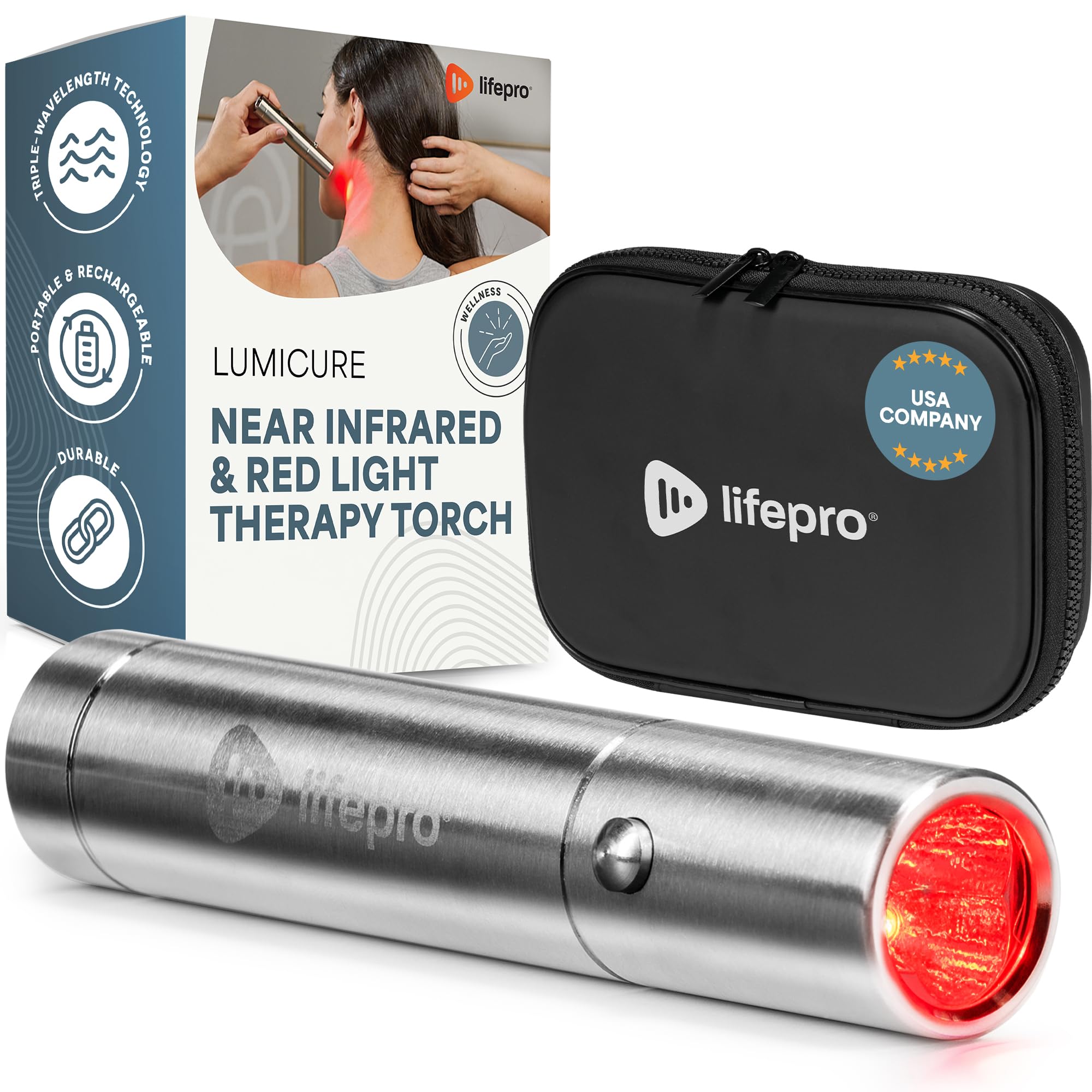 LifePro Lumicure Red Light Therapy Torch - Red Light Therapy Wand Handheld