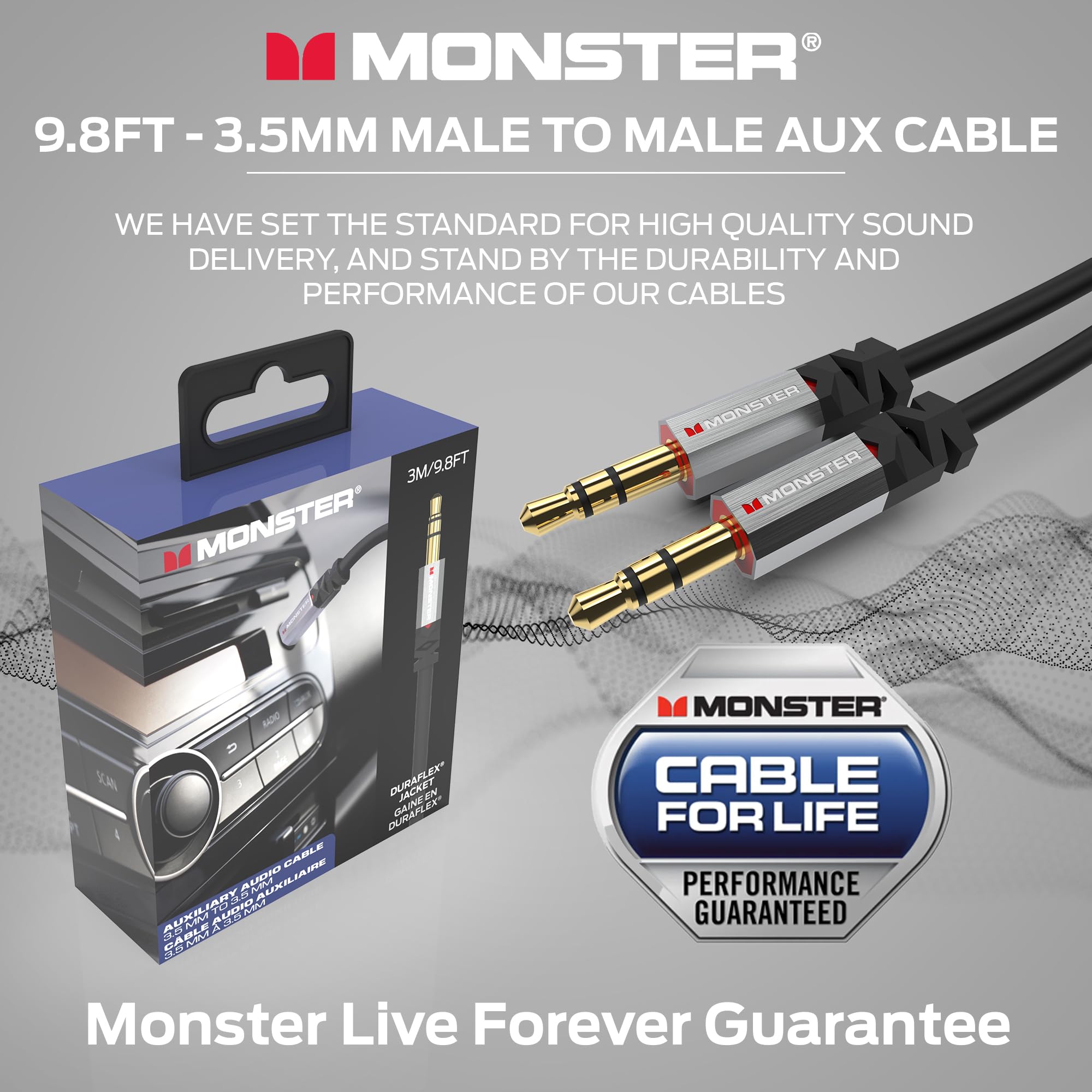 Monster Gen2 Essentials Audio Cable 3.5mm Male to Male Aux Cord, by Monster - Angle View 6