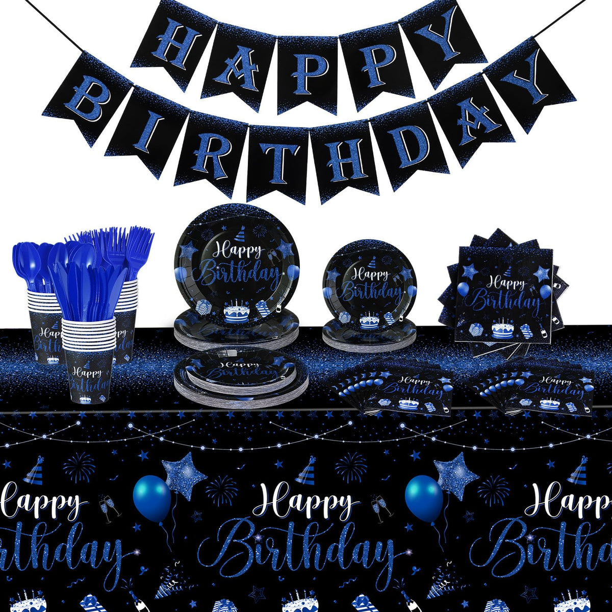 Vesici 171 Pcs Happy Birthday Party Supplies 24 Set Table - Vesici Official Imagery - 1