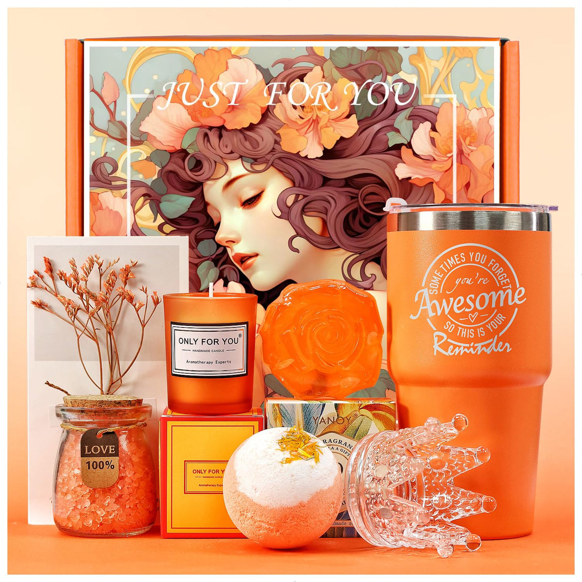 Bright Orange Gift Box Unique Spa Gifts Basket Set for Women - Vansonana Official Imagery - 1