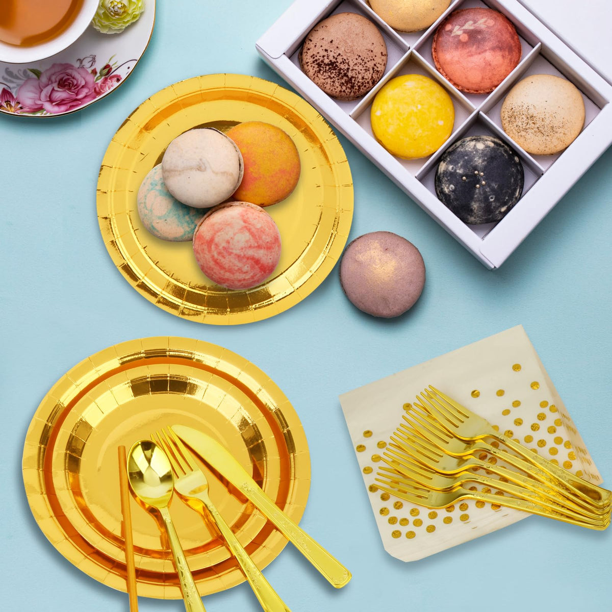200 PCS Gold Disposable Party Supplies Disposable Party - VYLURIXX Official Imagery - 5
