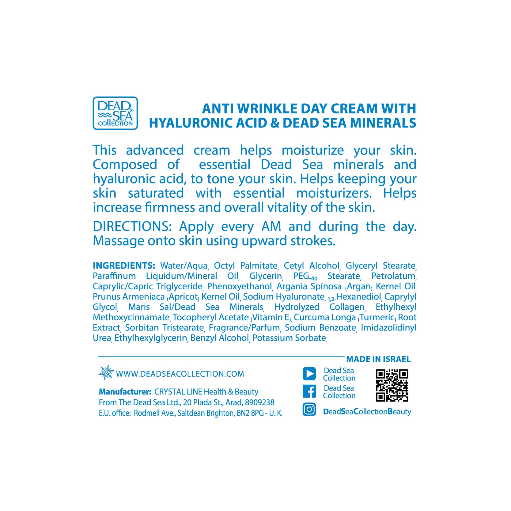 Dead Sea Collection Day Cream for Face with 5% Hyaluronic Acid, Dead Sea Minerals, and Vitamin E – Anti Aging Nourishing Skin Care Moisturizer to Reduce Wrinkles (1.69 fl. oz) - Dead Sea Collection Official Product View 8