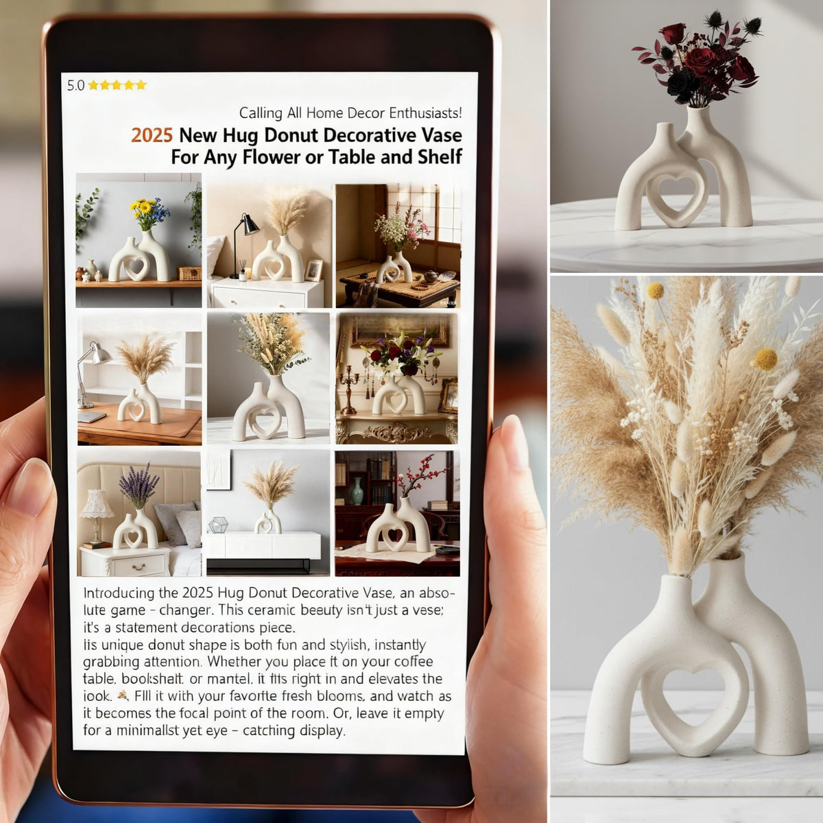 Liotww Hug Donut Decorative Vase Modern Nordic Boho Style - Liotww Official Imagery - 4