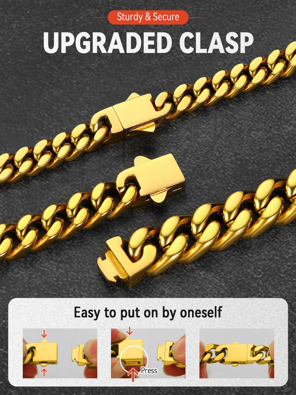 FaithHeart Stainless Steel Cuban Link Bracelet for Men 5 7 9 - FaithHeart Official Imagery - 6