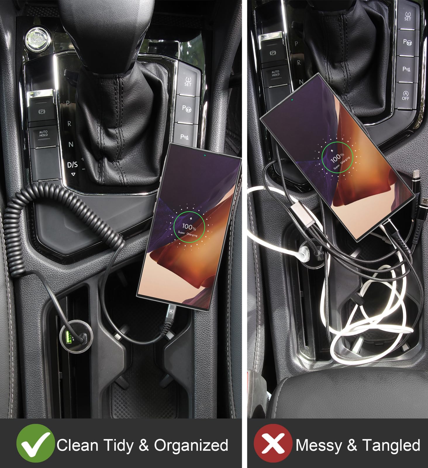 KIYODA USB C to C Cable 3ft 2Pack – Coiled Car Charger