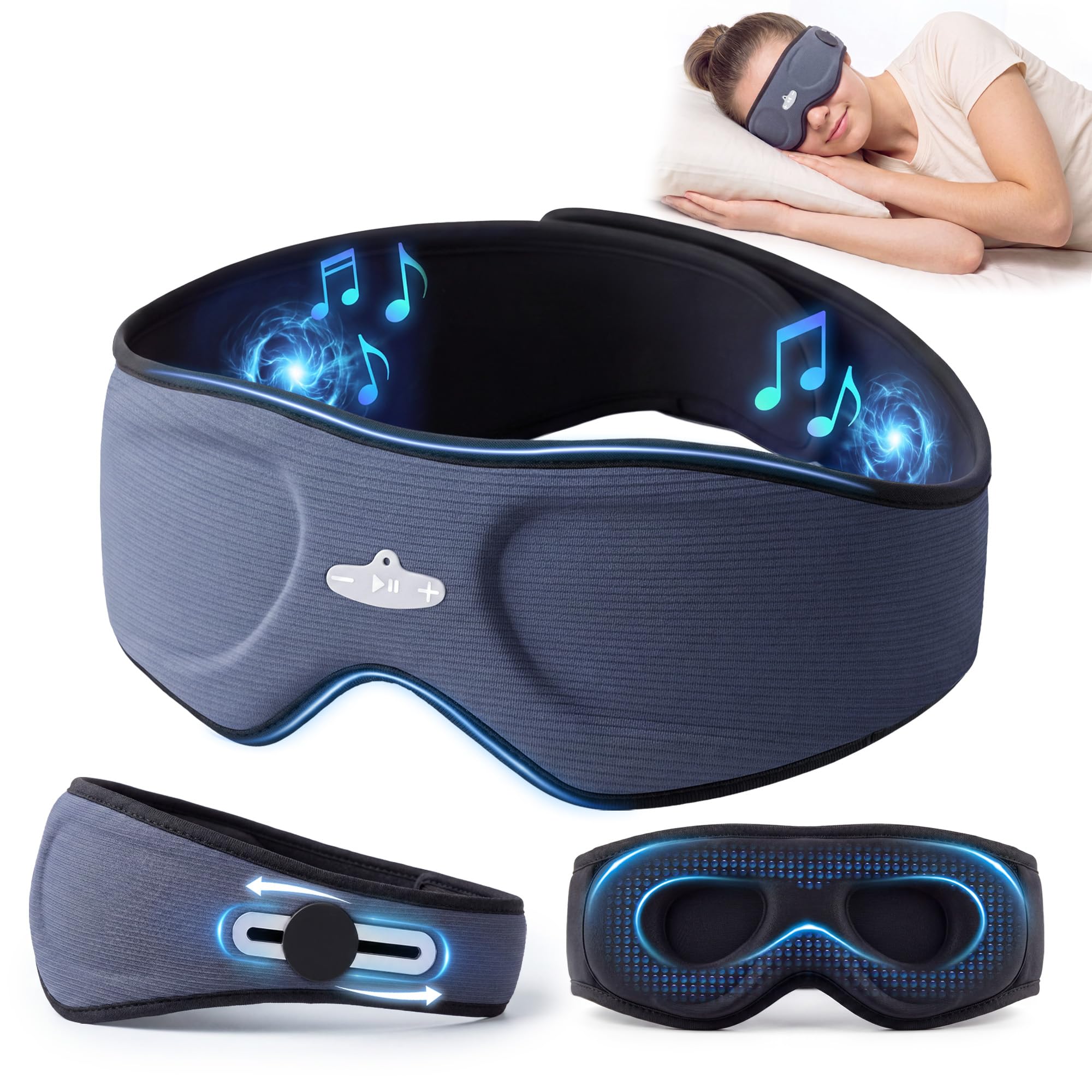 Sleep Headphones Bluetooth Sleep Mask with Adjustable Speakers - Product Imagery
