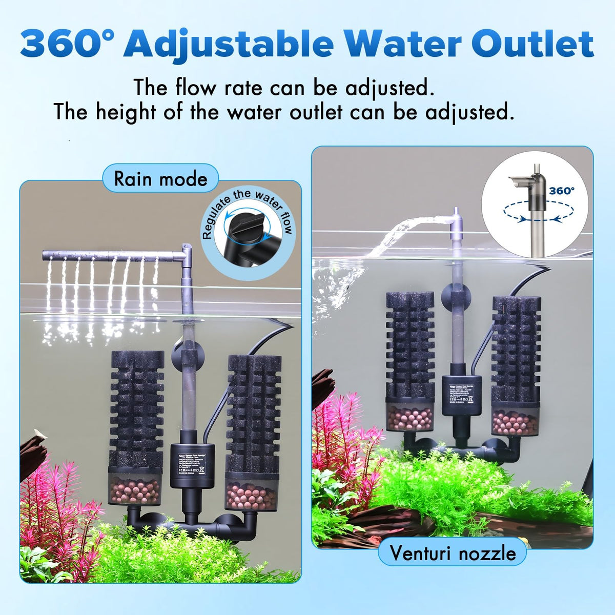 hygger Electric Aquarium Sponge Filter 5W Quiet Fish Tank - hygger Official Imagery - 6