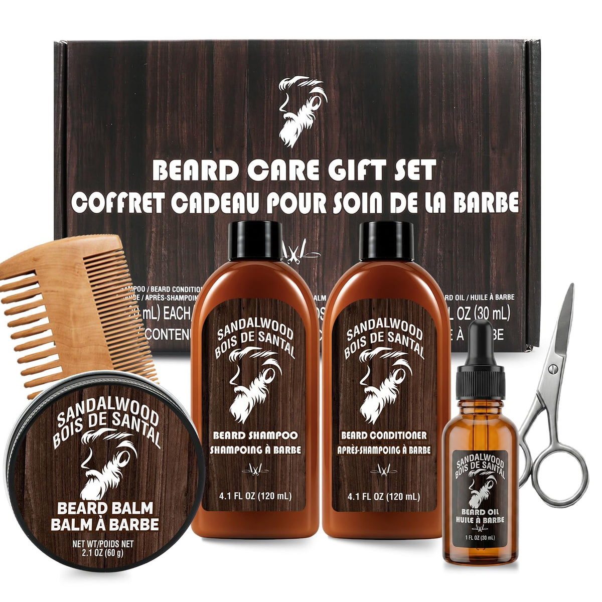 Rinse Robust Beard Care Kit for Men 6 PCS Sandalwood Scent - Rinse & Robust Official Imagery - 2