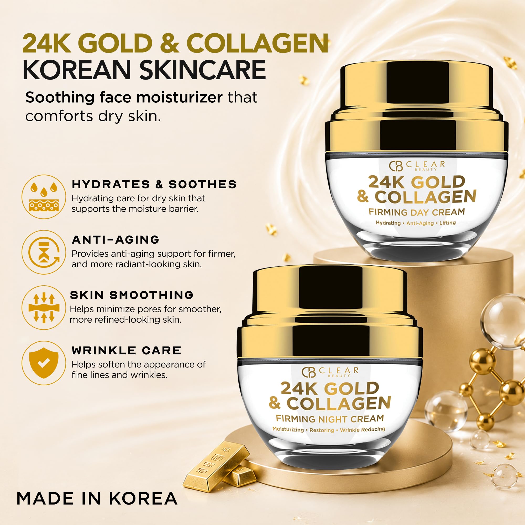 Clear Beauty 24K Gold Collagen Face Moisturizer - Clear Beauty Official Product Imagery - 4