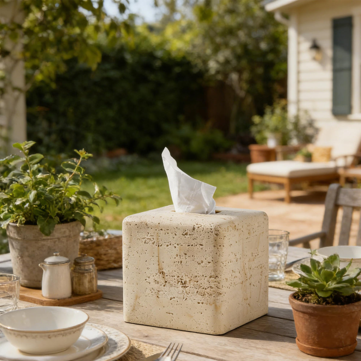 Natural Travertine Textures Tissue Box Cover Square for Home - Polytree Official Imagery - 5