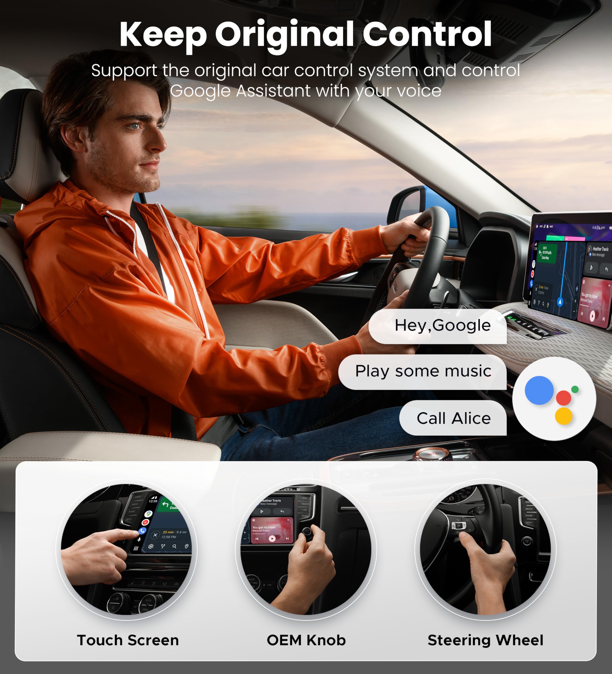 Bytewave Wireless Android Auto Adapter, USB A/C Car Dongle with N by ByteWave - Angle View 6