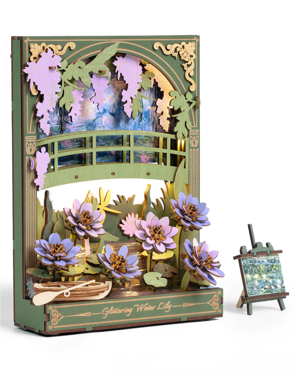 rowood Water Lily 3D Puzzle Building Set with LED DIY Monet - rowood Official Imagery - 1