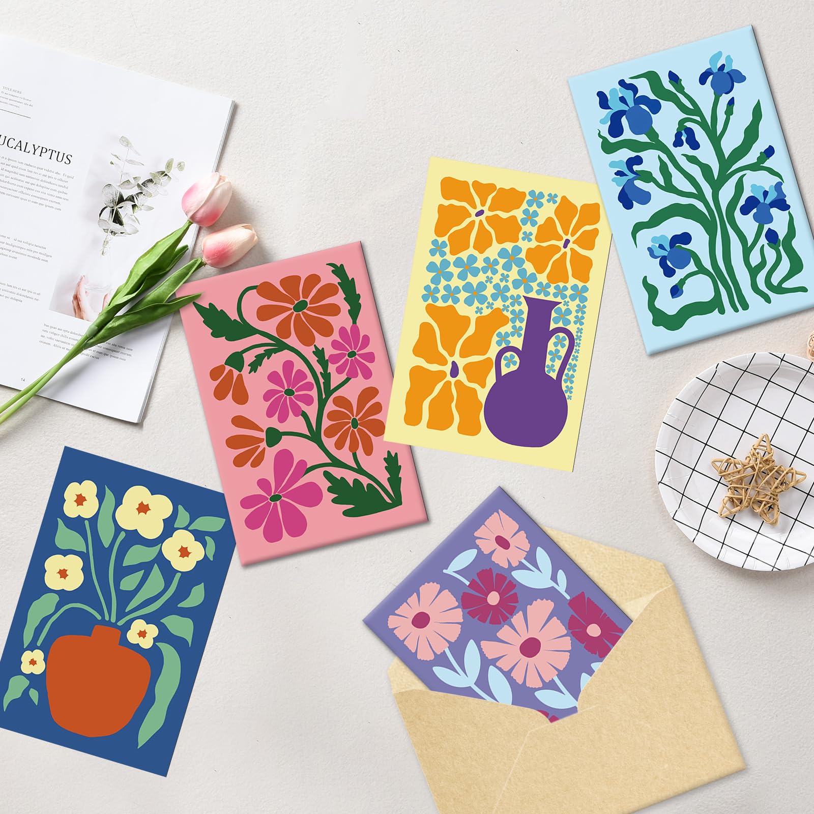 Bablira 24-Pack Floral Greeting Cards with Envelopes